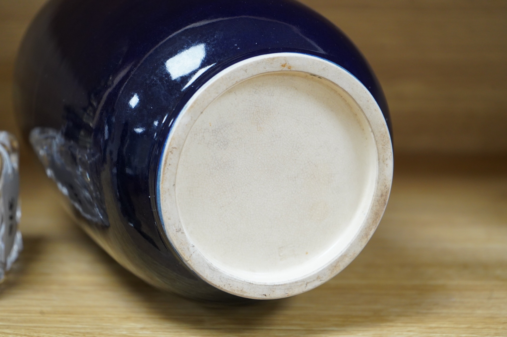 A Japanese blue ground vase, Kinkozan, Meiji period (1868–1912), 30cm